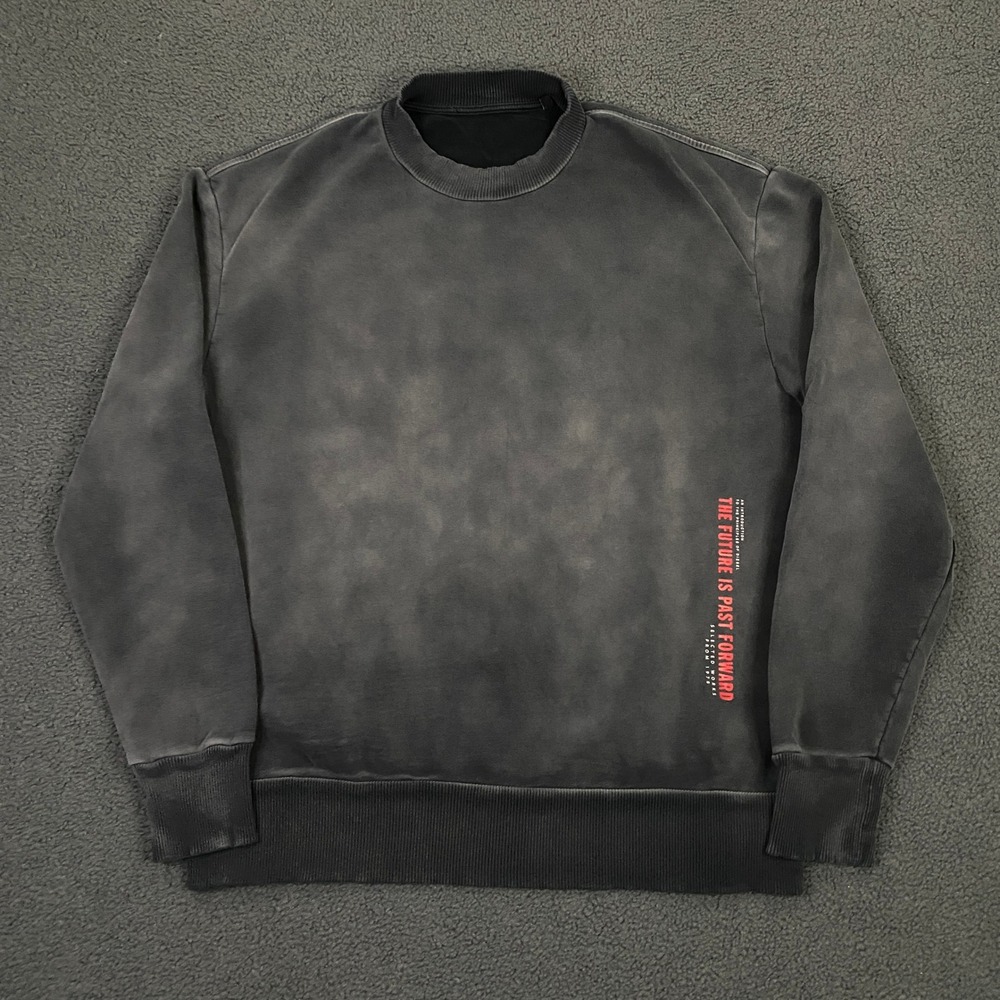 Diesel Sweatshirt Mens Large Faded Black Gray Crewneck Fleece Pullover